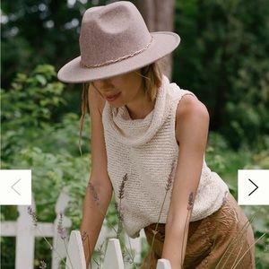 Anthropologie Grey Link Trimmed Fedora NWT